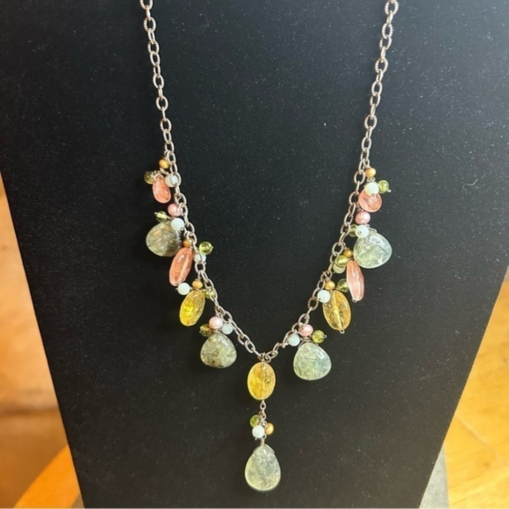 Colorful Multi Gemstone Y Necklace